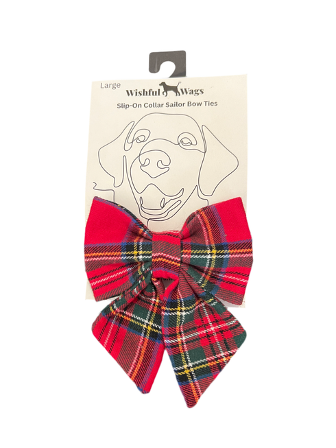 Red Flannel Plaid Slip On Collar Sailor Bow Tie