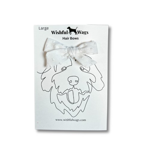 White Dot Wedding Dog Hair Bow