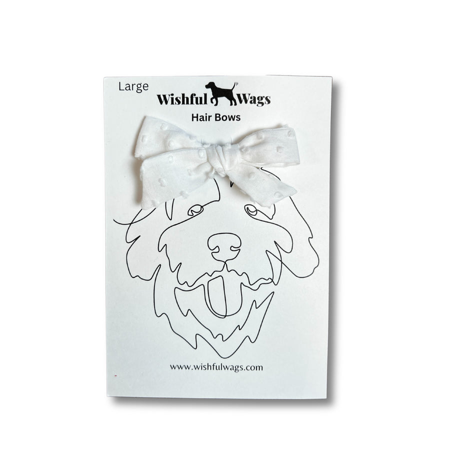 White Dot Wedding Dog Hair Bow