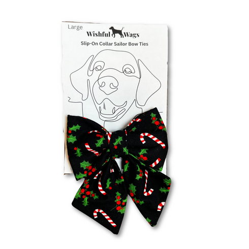 Candy Cane Slip On Collar Sailor Bow Tie
