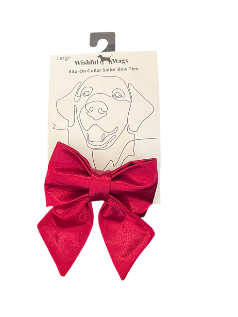 Red Satin Slip On Collar Sailor Bow Tie
