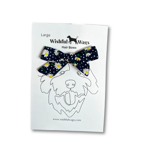 Navy Daisy Dog Hair Bow