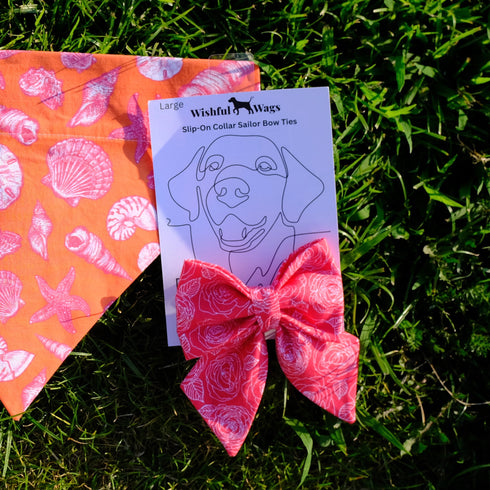 Red Roses Slip on Collar Sailor Bow Tie