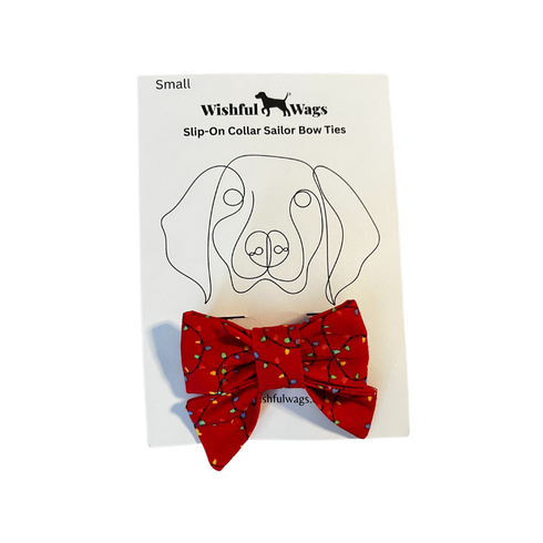 Red Christmas Lights Slip On Collar Sailor Bow Tie