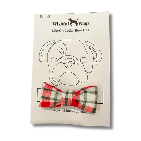 White Plaid Slip On Bow Tie