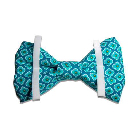 Blue Quatrefoil Bow Tie