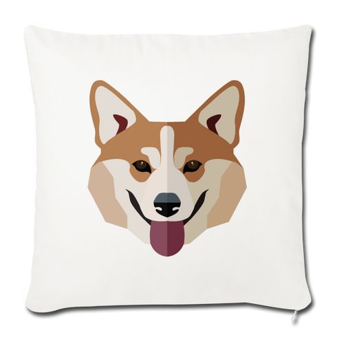 Corgi Face Throw Pillow Cover 18” x 18” - natural white