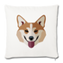 Corgi Face Throw Pillow Cover 18” x 18” - natural white