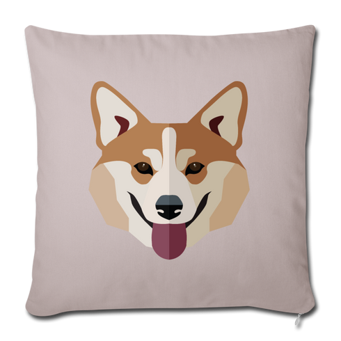 Corgi Face Throw Pillow Cover 18” x 18” - light taupe