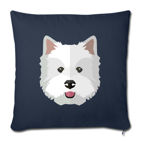 Westie Throw Pillow Cover 18” x 18” - navy