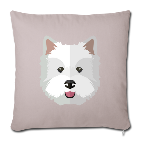 Westie Throw Pillow Cover 18” x 18” - light taupe