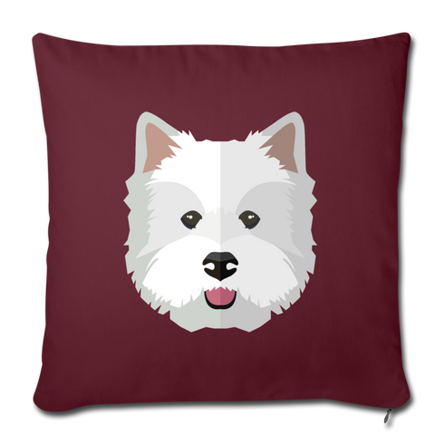 Westie Throw Pillow Cover 18” x 18” - burgundy