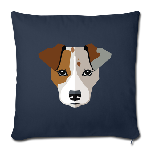 Jack Russell Terrier Throw Pillow Cover 17.5” x 17.5” - navy