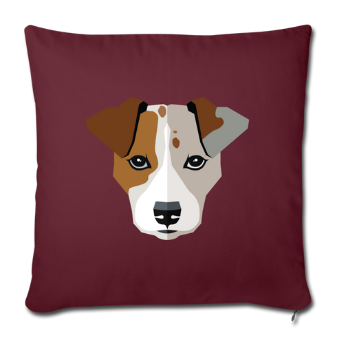 Jack Russell Terrier Throw Pillow Cover 17.5” x 17.5” - burgundy