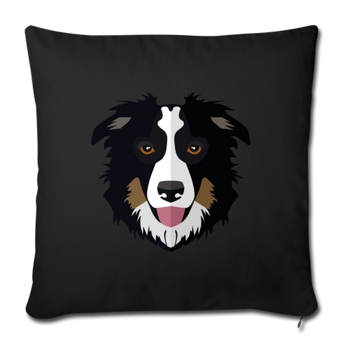 Black Tri Australian Shepherd Throw Pillow Cover 17.5” x 17.5” - black