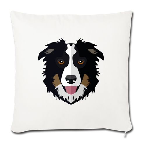 Black Tri Australian Shepherd Throw Pillow Cover 17.5” x 17.5” - natural white