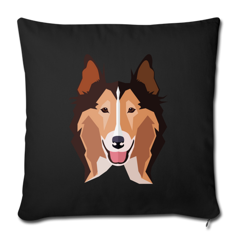 Sable Rough Collie Throw Pillow Cover 18” x 18” - black