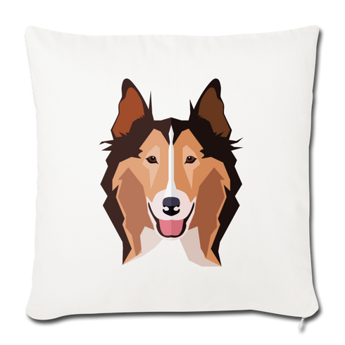 Sable Rough Collie Throw Pillow Cover 18” x 18” - natural white