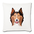 Sable Rough Collie Throw Pillow Cover 18” x 18” - natural white
