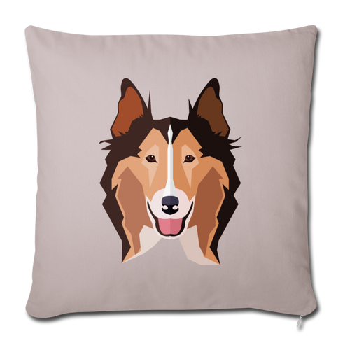 Sable Rough Collie Throw Pillow Cover 18” x 18” - light taupe