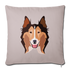 Sable Rough Collie Throw Pillow Cover 18” x 18” - light taupe
