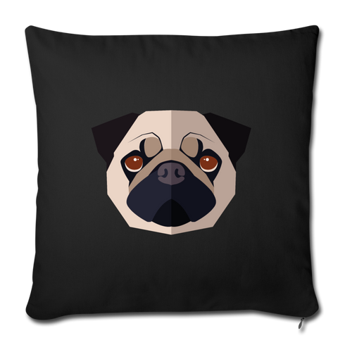 Pug Throw Pillow Cover 17.5” x 17.5” - black