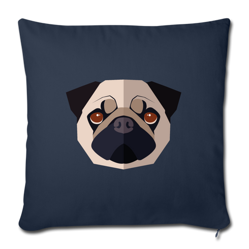 Pug Throw Pillow Cover 17.5” x 17.5” - navy