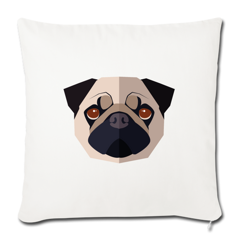 Pug Throw Pillow Cover 17.5” x 17.5” - natural white