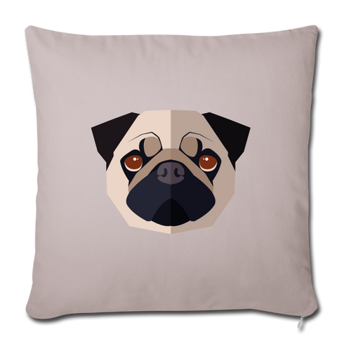 Pug Throw Pillow Cover 17.5” x 17.5” - light taupe