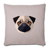 Pug Throw Pillow Cover 17.5” x 17.5” - light taupe
