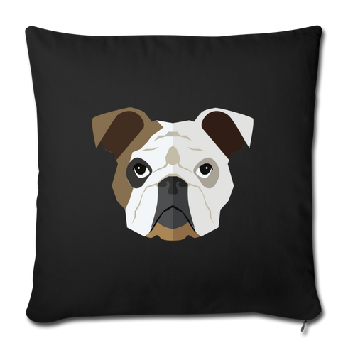 English Bulldog Throw Pillow Cover 17.5” x 17.5” - black