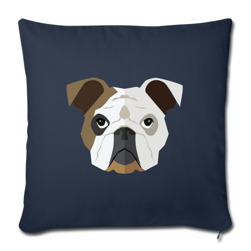 English Bulldog Throw Pillow Cover 17.5” x 17.5” - navy