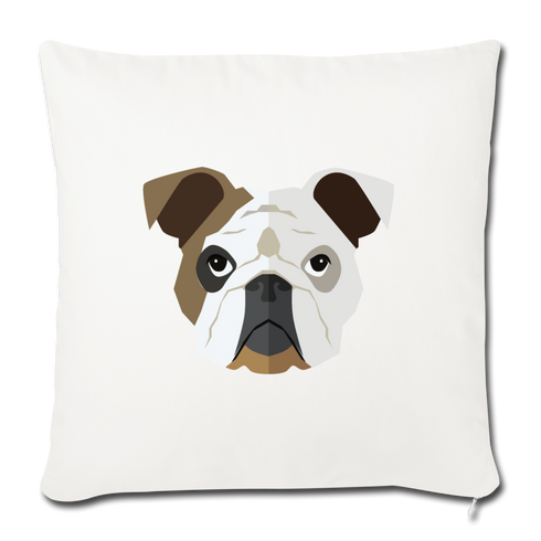 English Bulldog Throw Pillow Cover 17.5” x 17.5” - natural white