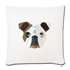 English Bulldog Throw Pillow Cover 17.5” x 17.5” - natural white