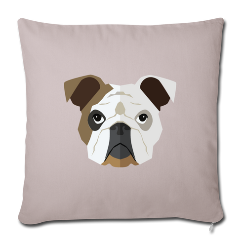 English Bulldog Throw Pillow Cover 17.5” x 17.5” - light taupe