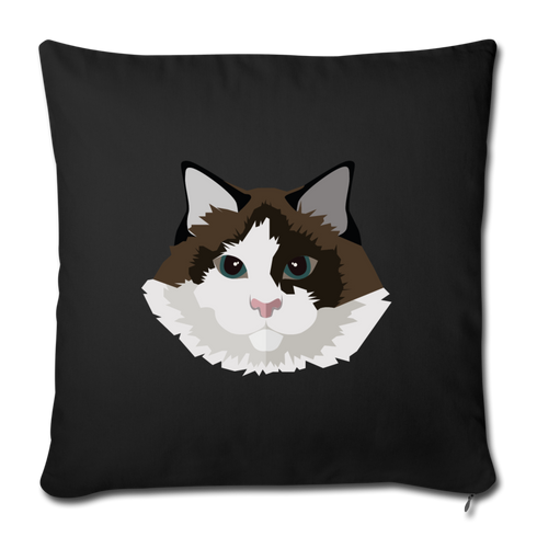 Ragdoll Cat Throw Pillow Cover 17.5” x 17.5” - black