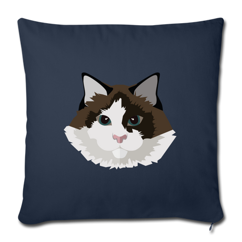 Ragdoll Cat Throw Pillow Cover 17.5” x 17.5” - navy
