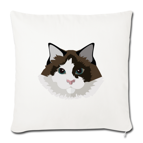 Ragdoll Cat Throw Pillow Cover 17.5” x 17.5” - natural white