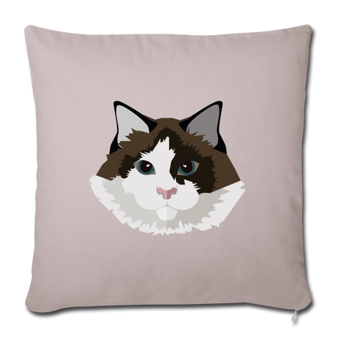 Ragdoll Cat Throw Pillow Cover 17.5” x 17.5” - light taupe