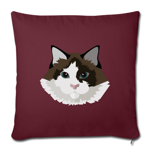 Ragdoll Cat Throw Pillow Cover 17.5” x 17.5” - burgundy
