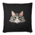 Long Haired Gray Cat Throw Pillow Cover 17.5” x 17.5” - black