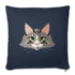 Long Haired Gray Cat Throw Pillow Cover 17.5” x 17.5” - navy
