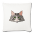 Long Haired Gray Cat Throw Pillow Cover 17.5” x 17.5” - natural white