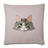 Long Haired Gray Cat Throw Pillow Cover 17.5” x 17.5” - light taupe