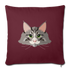 Long Haired Gray Cat Throw Pillow Cover 17.5” x 17.5” - burgundy
