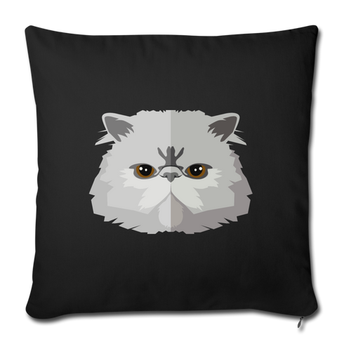 Persian Cat Throw Pillow Cover 17.5” x 17.5” - black