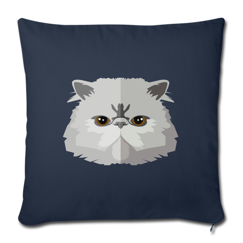 Persian Cat Throw Pillow Cover 17.5” x 17.5” - navy