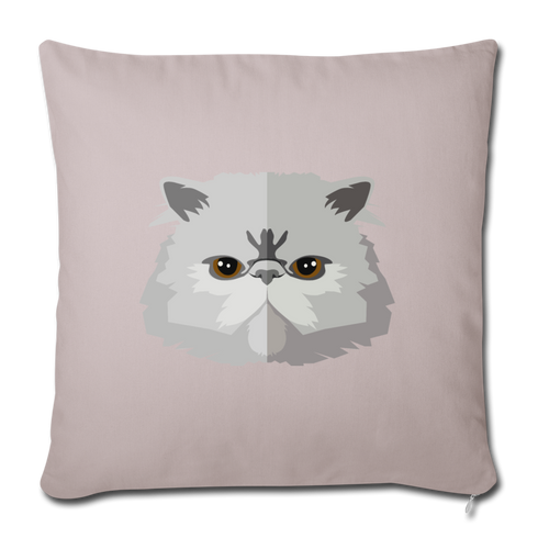 Persian Cat Throw Pillow Cover 17.5” x 17.5” - light taupe
