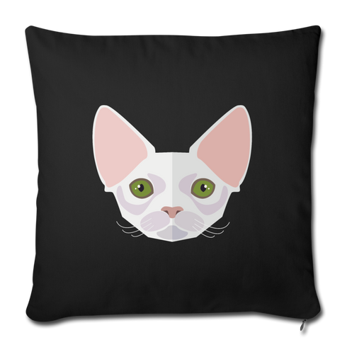 Sphynx Cat Throw Pillow Cover 17.5” x 17.5” - black