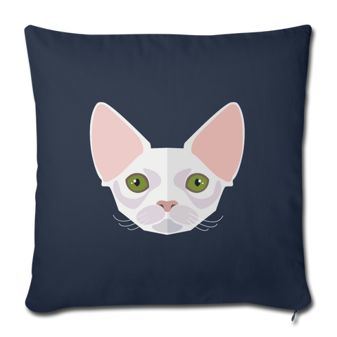 Sphynx Cat Throw Pillow Cover 17.5” x 17.5” - navy